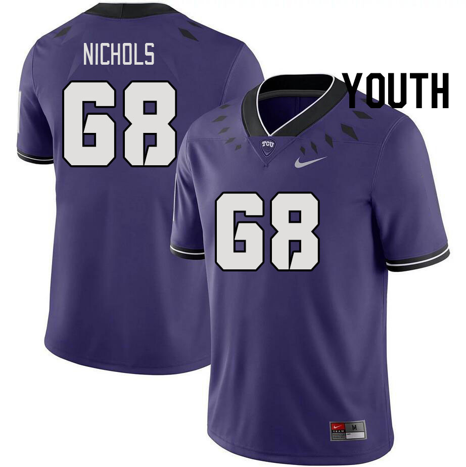 Youth #68 Michael Nichols TCU Horned Frogs 2023 College Footbal Jerseys Stitched-Purple